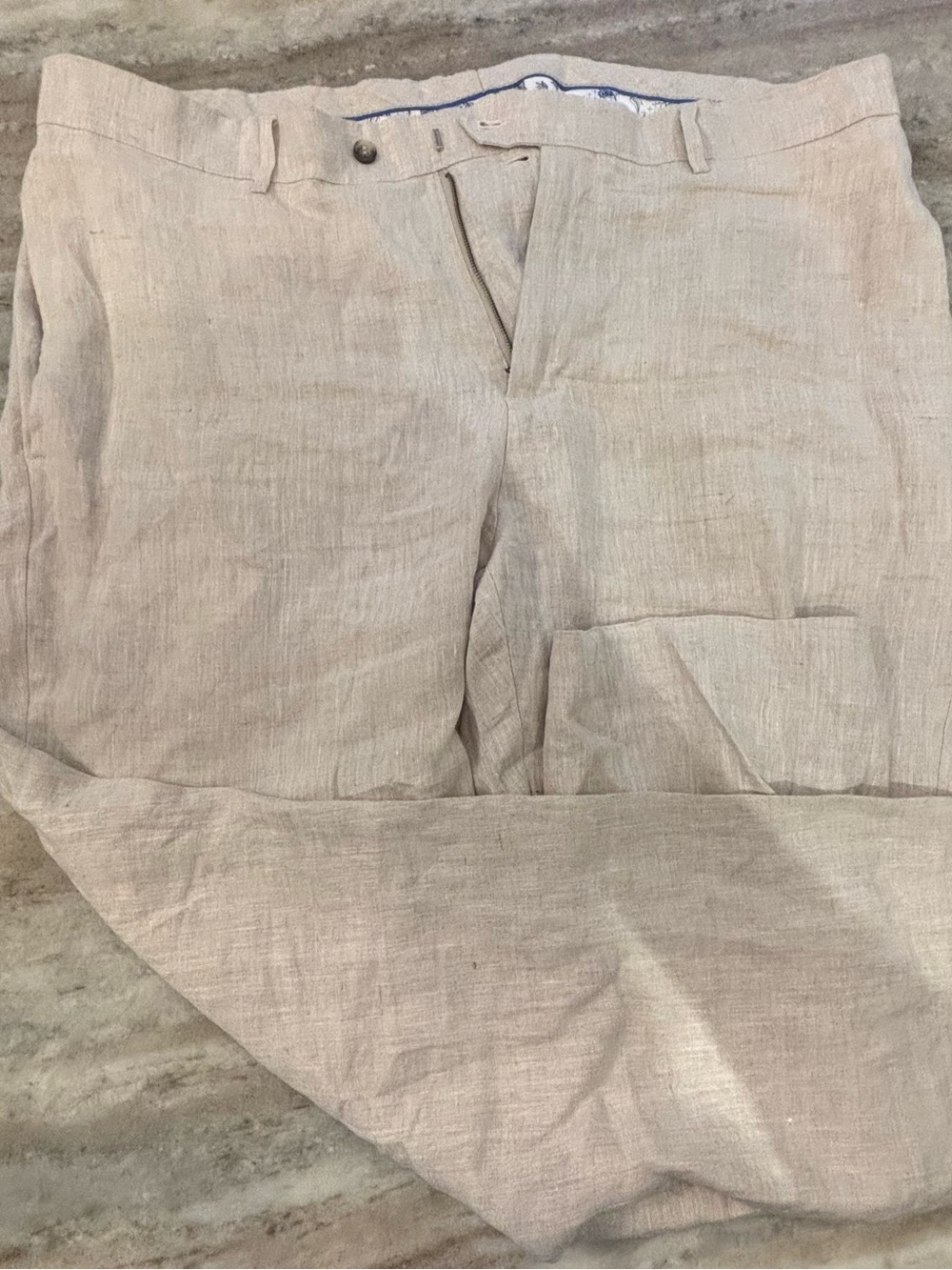 Men's Lightweight Linen Dress Pants in Light Natural